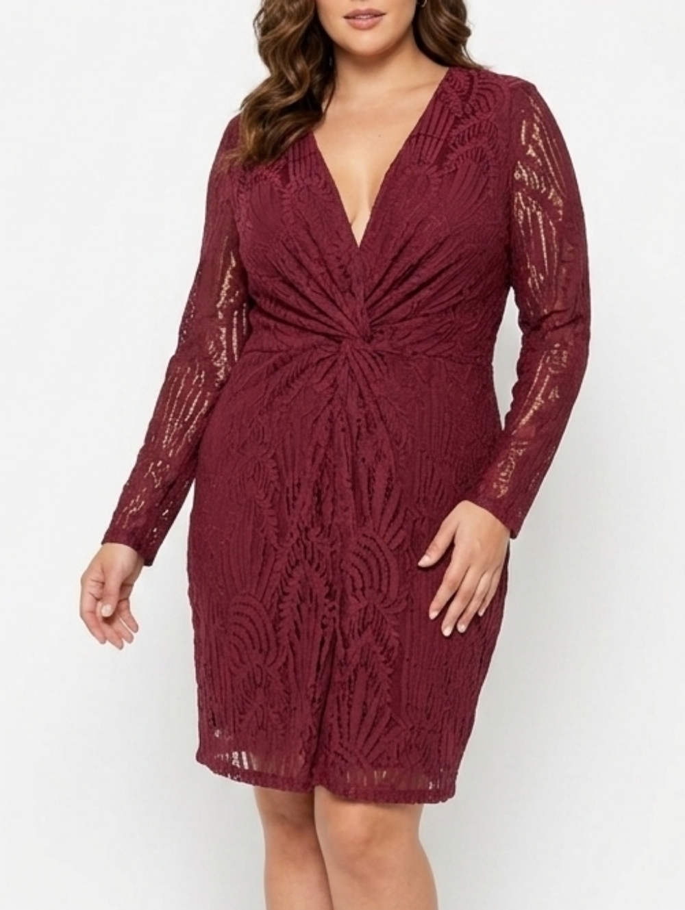 NWT Missguided Burgundy Lace Long Sleeve Dress